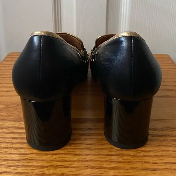 TORY BURCH Perfect Black/Dulce de Leche Leather Studded Loafers Pumps SZ 6.5 - Picture 7 of 15